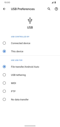 Press File transfer/Android Auto.