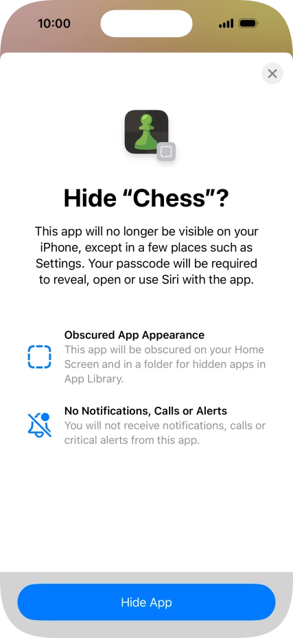 Press Hide App.