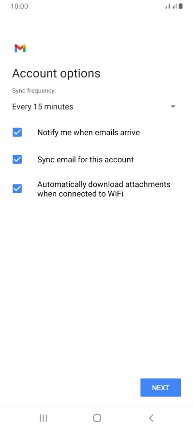 If this screen is displayed, you email account has been recognised and set up automatically. Follow the instructions on the screen to key in more information and finish setting up your phone.