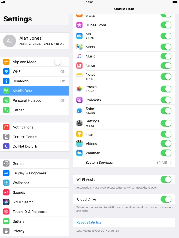 Press the indicator next to 