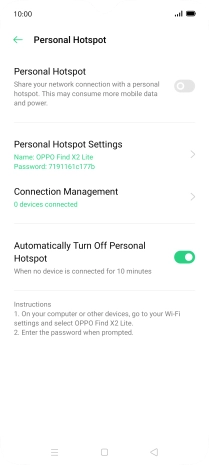 Press Personal Hotspot Settings.