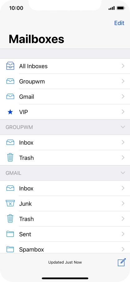 Press the required email account.