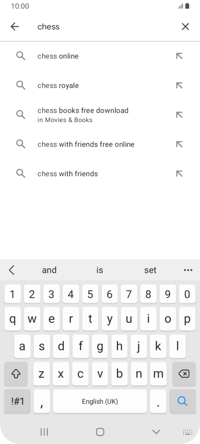 Key in the name or subject of the required app and press the search icon.