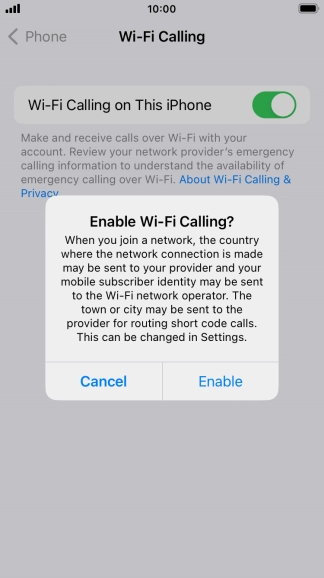 If you turn on the function, press Enable.