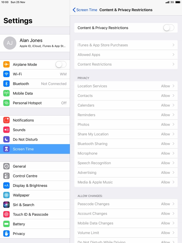 Press the indicator next to 