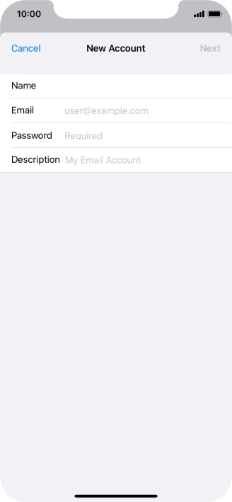 Press Email and key in your email address.
