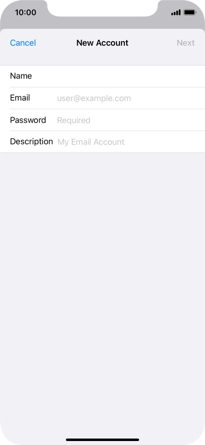 Press Email and key in your email address.