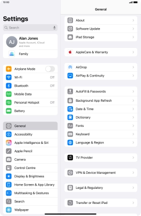 Press Transfer or Reset iPad.