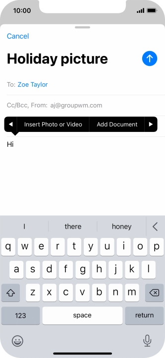 Press Insert Photo or Video and follow the instructions on the screen to attach a picture or a video clip.