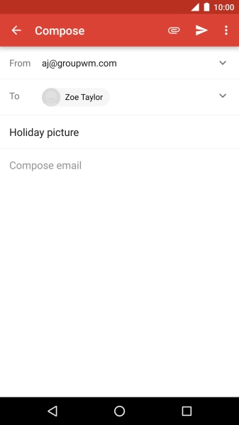 Press the text input field and write the text for your email message.