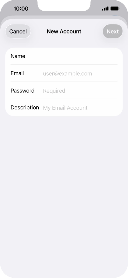 Press Password and key in the password for your email account.