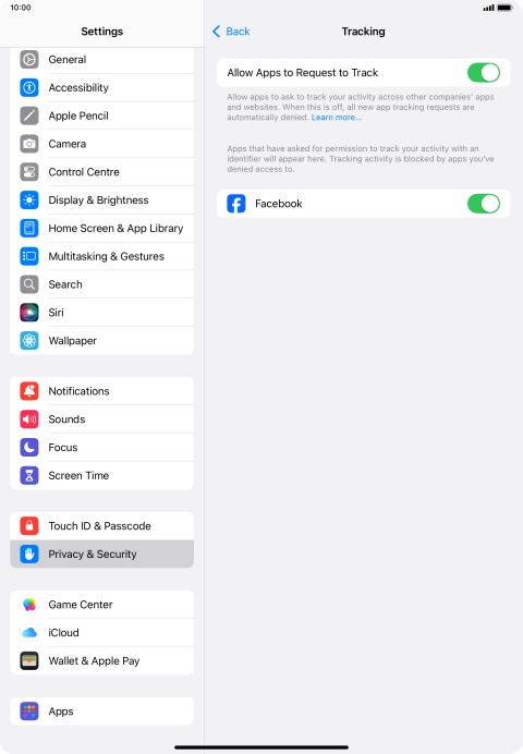 Press the indicator next to 