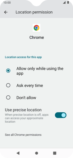 Press the required setting.