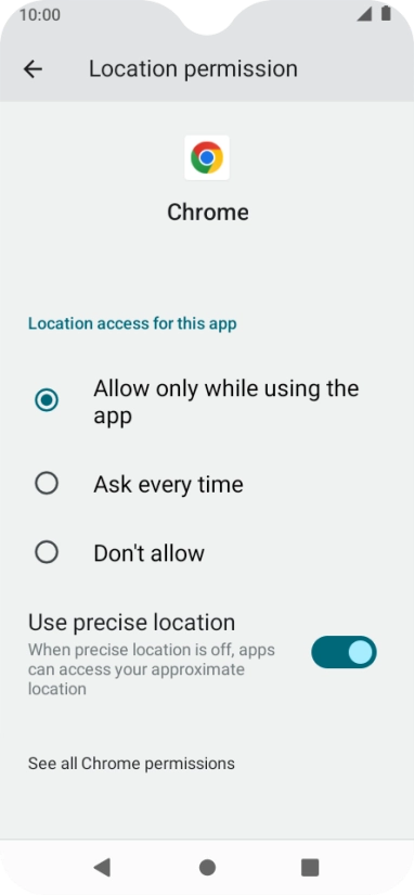 Press the required setting.