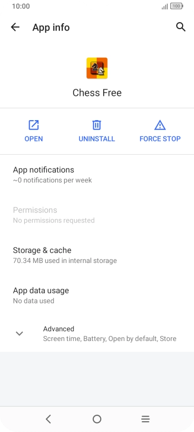 Press Storage & cache.
