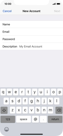 Press Password and key in the password for your email account.
