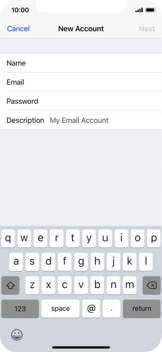 Press Password and key in the password for your email account.