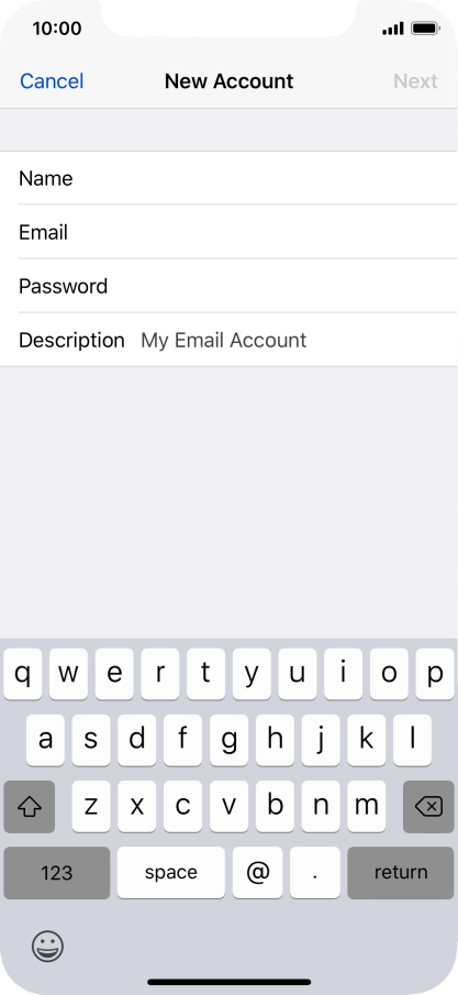 Press Password and key in the password for your email account.