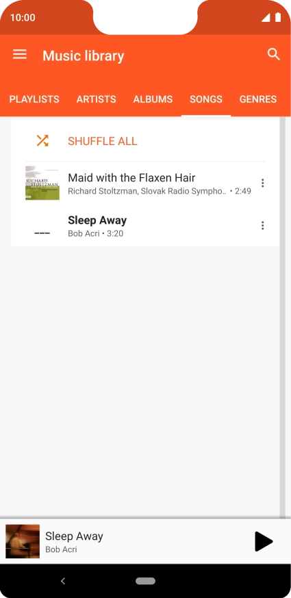 Press the required audio file.