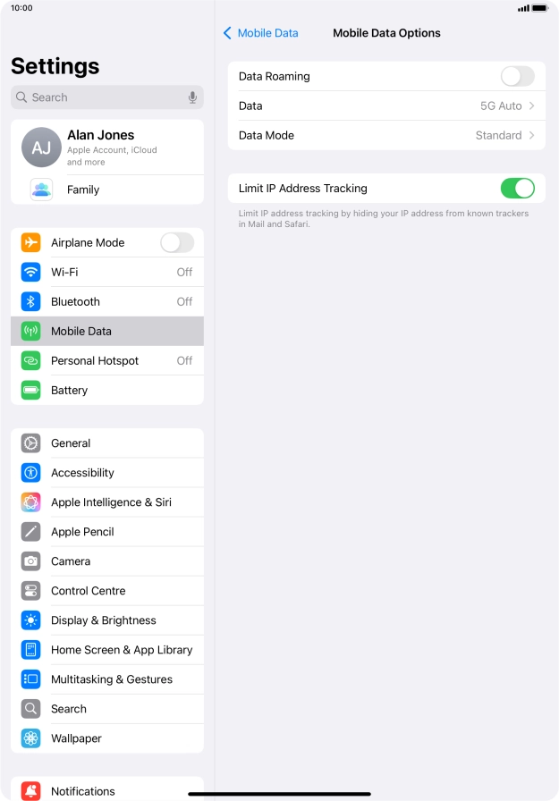 Press the indicator next to 