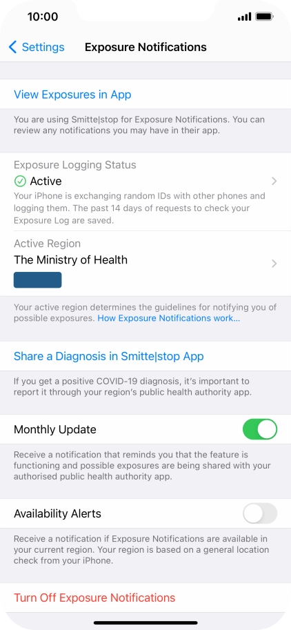 Press Exposure Logging Status.