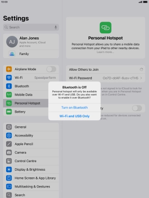 If Wi-Fi is turned on, press Wi-Fi and USB Only.