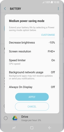 Press APPLY to turn on the function.