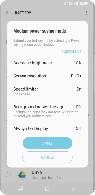 Press APPLY to turn on the function.
