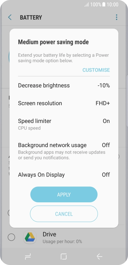 Press APPLY to turn on the function.