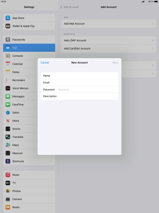 Press Password and key in the password for your email account.