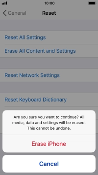 Press Erase iPhone. Wait a moment while the factory default settings are restored. Follow the instructions on the screen to set up your phone and prepare it for use.