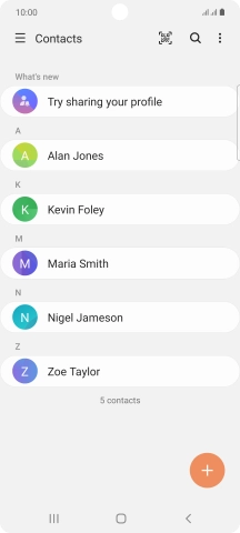 Press the required contact.