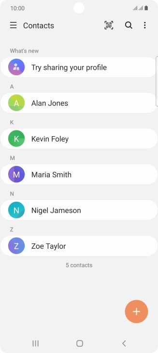 Press the required contact.