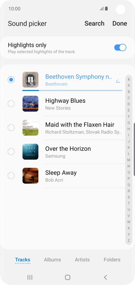 Once you've found a ring tone you like, press Done.