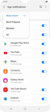 Press the required setting.