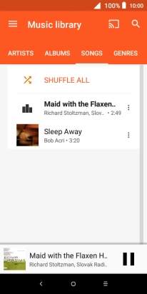 Press the song title at the bottom of the screen.