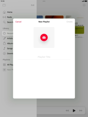 Press the text input field and key in a name for the playlist.