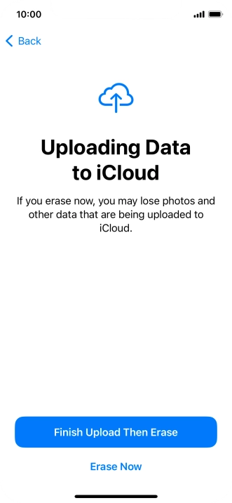 Press the required setting.