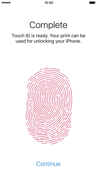 Press Continue. If you haven't previously selected a phone lock code, key in a code of your own choice twice.
