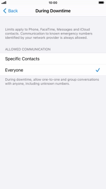 Press the required setting.