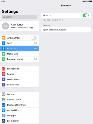 Press the required Bluetooth device and follow the instructions on the screen to pair the device with your tablet.