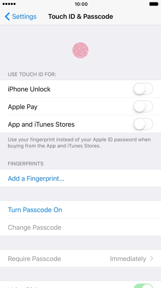 Press Turn Passcode On and key in a phone lock code of your own choice twice.