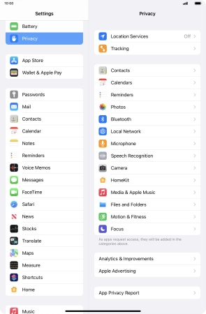 Press Location Services.