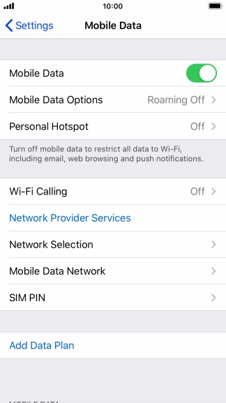 Press Mobile Data Options.