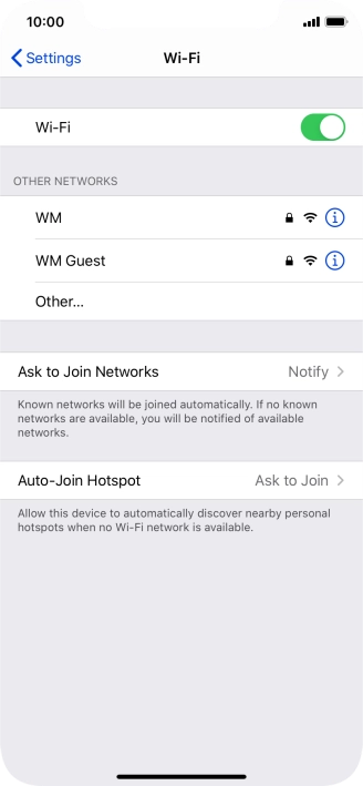 Press the required Wi-Fi network and key in the password for the Wi-Fi network.