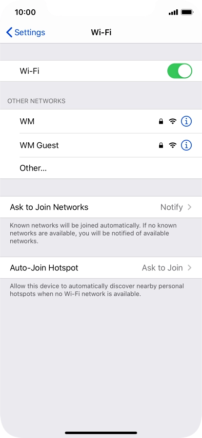Press the required Wi-Fi network and key in the password for the Wi-Fi network.