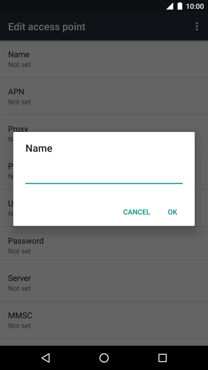 Key in Vodafone Internet and press OK.