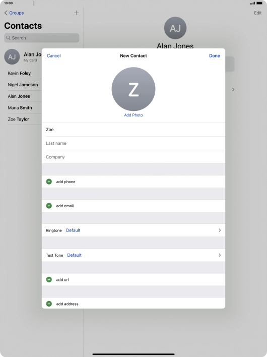 Press Last name and key in the last name.