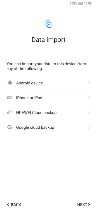 You can transfer the contents of another phone to your phone when it's activated for the first time and after a factory reset. When this screen is displayed, your phone is ready to transfer contents from another phone.