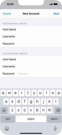 Press Password and key in the password for your email account. Please note that if you're using Vodafone's outgoing server, leave the password field empty.